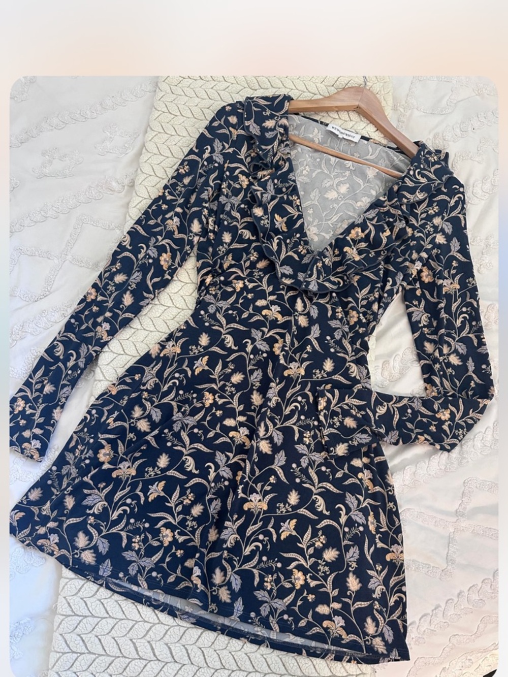 WeWoreWhat Navy Mini Dress with Cream Floral Print